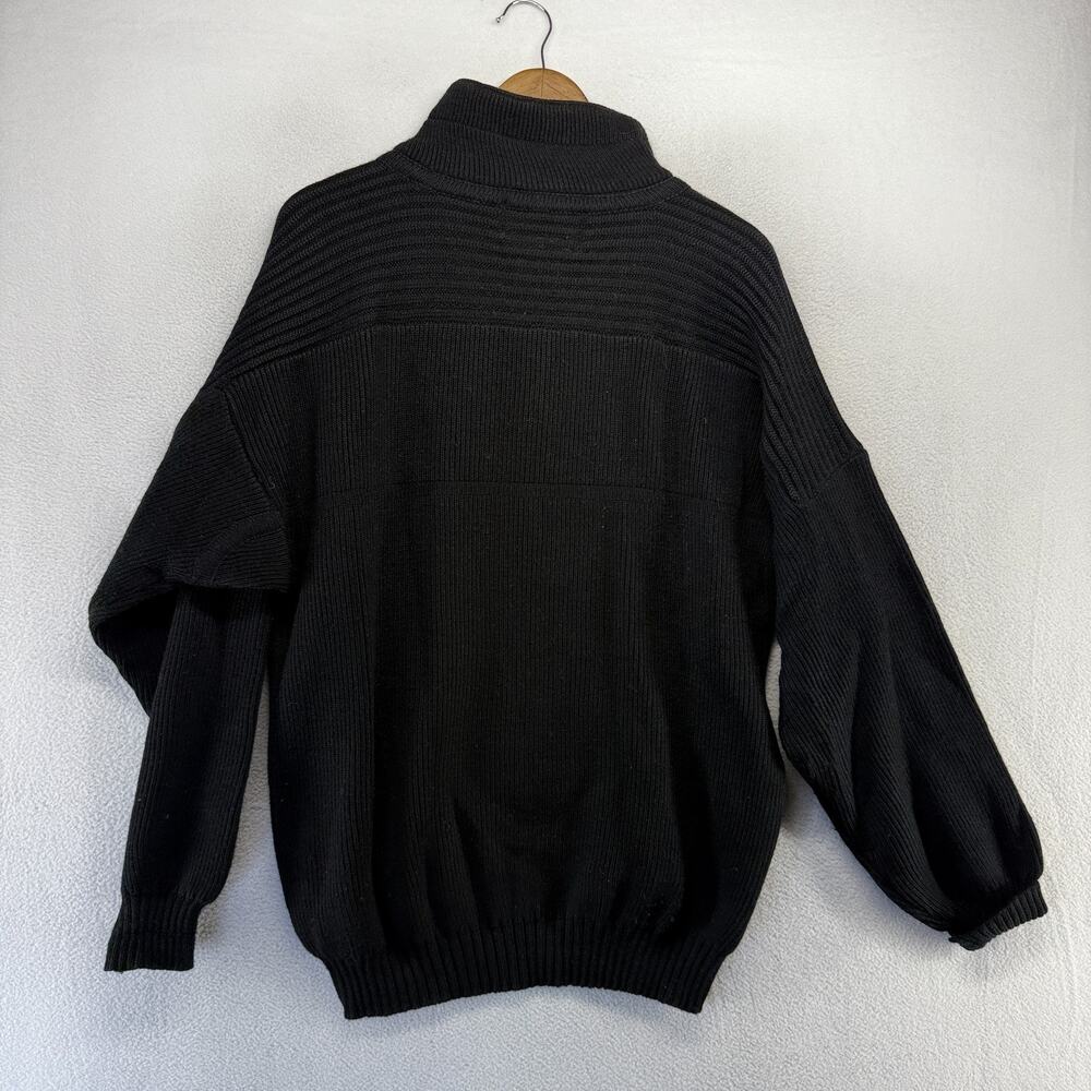 Vintage Oberymeyer Sweater men's medium Black Quarter Zip Wool Blend Knit Ski - Picture 8 of 10
